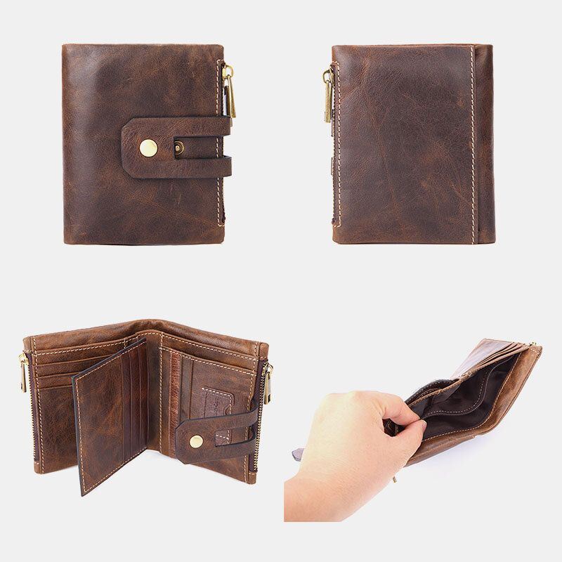 Heren Lederen Korte Anti-magnetische Multi-card Slot Id Portefeuilles Card Case Geld Clip Portemonnee Portemonnee