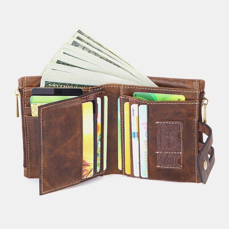 Heren Lederen Korte Anti-magnetische Multi-card Slot Id Portefeuilles Card Case Geld Clip Portemonnee Portemonnee