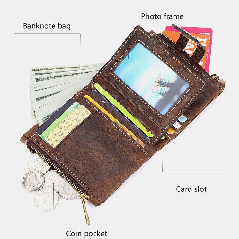 Heren Lederen Korte Anti-magnetische Multi-card Slot Id Portefeuilles Card Case Geld Clip Portemonnee Portemonnee