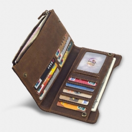 Heren Lederen Lange Antimagnetische Portemonnee Portemonnee Multi-card Slot Card Case