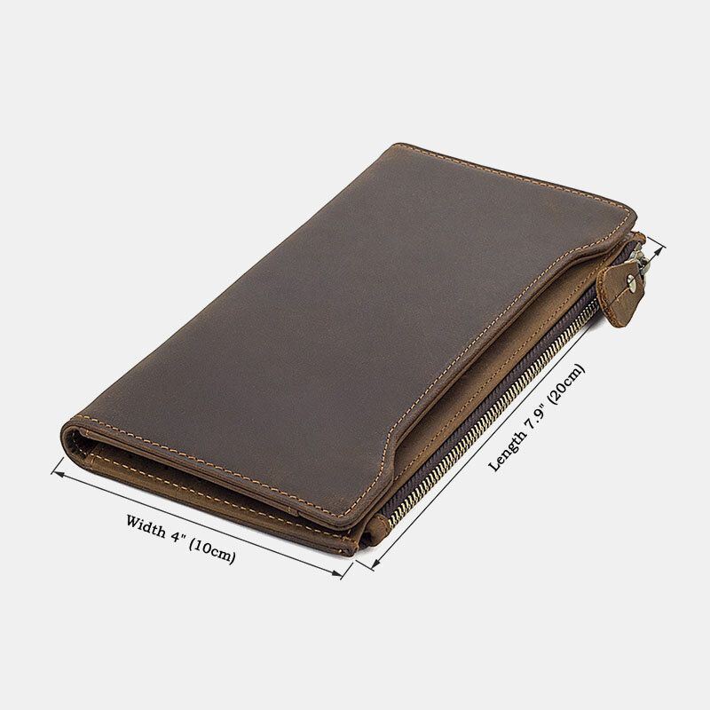 Heren Lederen Lange Antimagnetische Portemonnee Portemonnee Multi-card Slot Card Case