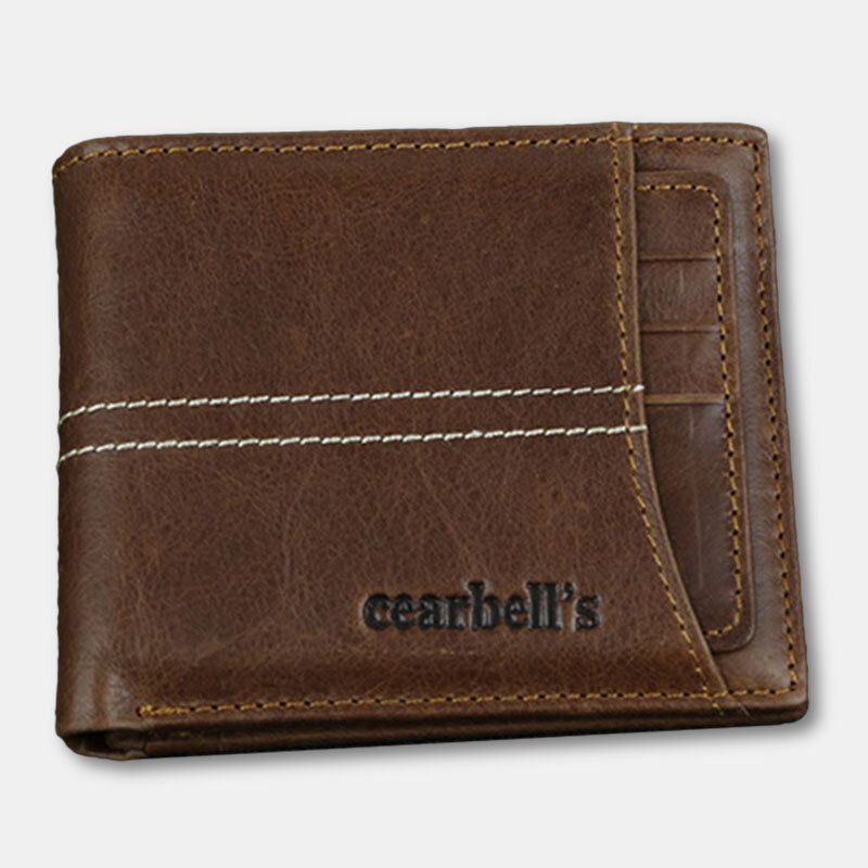 Heren Lederen Minimalistische Portemonnee Retro Multi-card Slot Kaarthouder Portemonnee Geld Clip Koeienhuid Portemonnee