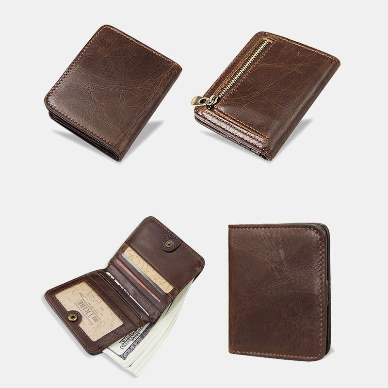 Heren Lederen Multi-kaartsleuf Retro Casual Korte Id Portefeuilles Card Case Geld Clip Portemonnee Portemonnee