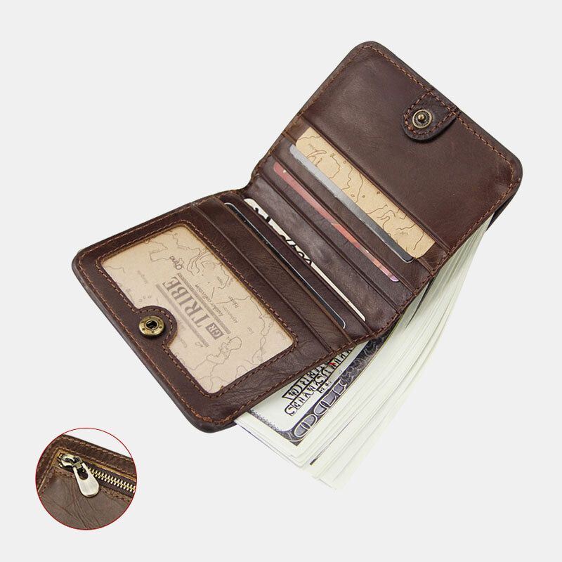 Heren Lederen Multi-kaartsleuf Retro Casual Korte Id Portefeuilles Card Case Geld Clip Portemonnee Portemonnee