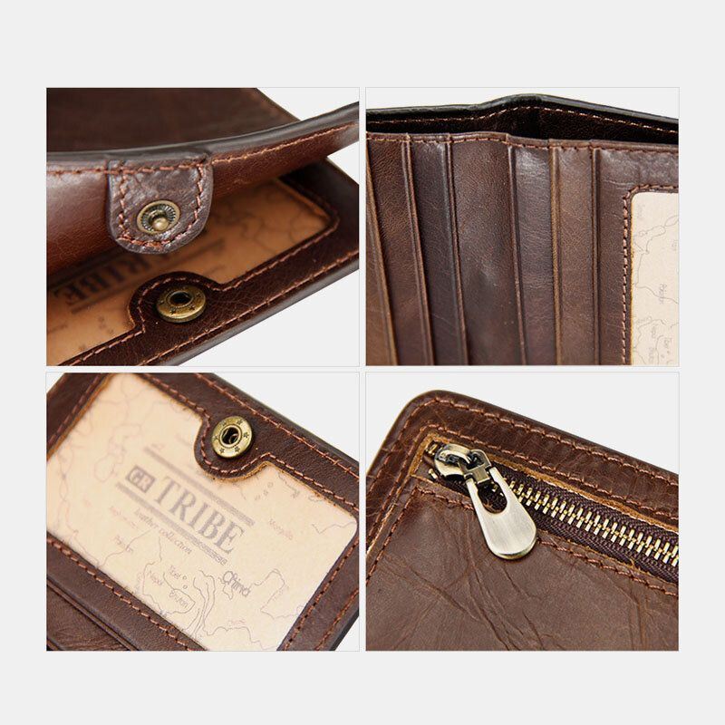 Heren Lederen Multi-kaartsleuf Retro Casual Korte Id Portefeuilles Card Case Geld Clip Portemonnee Portemonnee