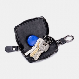 Heren Lederen Retro Mini Key Case Bag Grote Capcity Mode Autosleutel Sleutelhanger Portemonnee