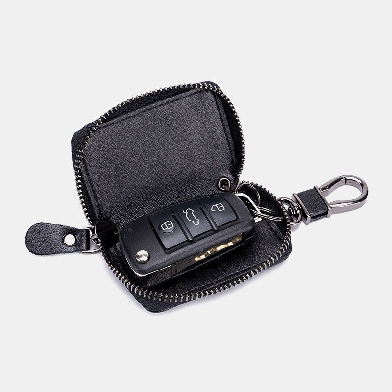 Heren Lederen Retro Mini Key Case Bag Grote Capcity Mode Autosleutel Sleutelhanger Portemonnee