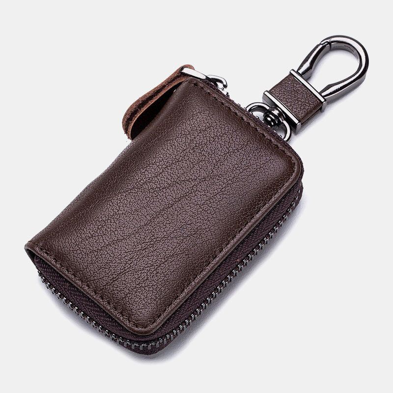 Heren Lederen Retro Mini Key Case Bag Grote Capcity Mode Autosleutel Sleutelhanger Portemonnee