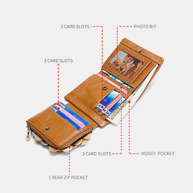 Heren Lederen Vintage Drievoudige Portemonnee