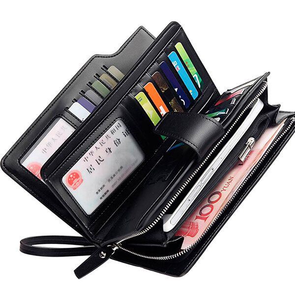 Heren Lederen Zakelijke Lange Portemonnee Creditcard Organizer