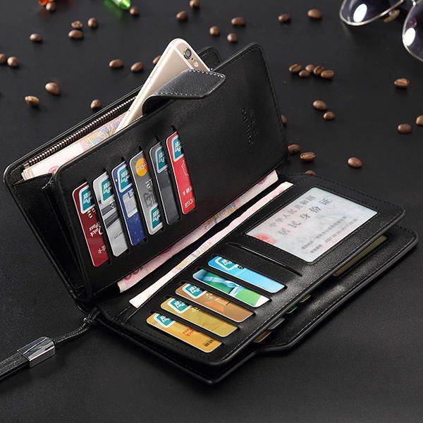 Heren Lederen Zakelijke Lange Portemonnee Creditcard Organizer