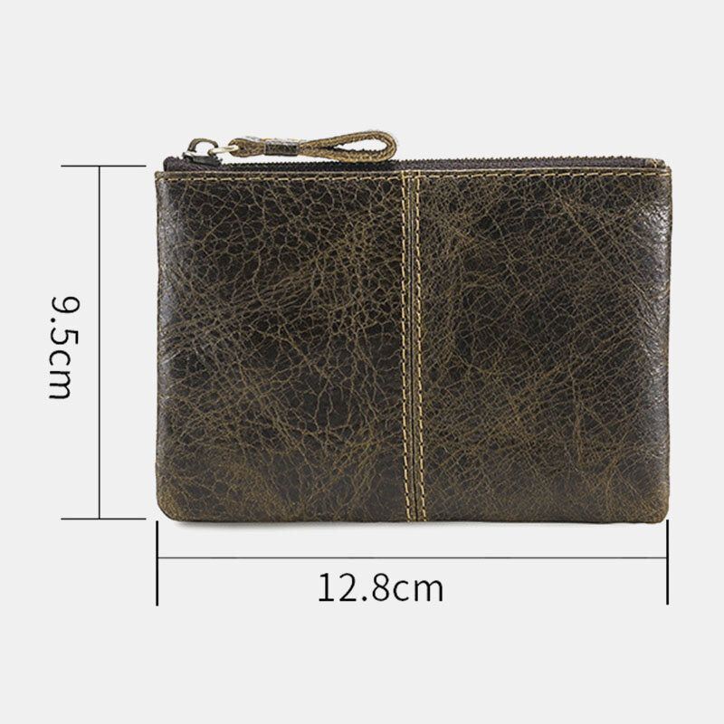 Heren Minin Korte Rits Koeienhuid Portefeuilles Portemonnee Geld Clip Clutch Portefeuilles Sleutel Case