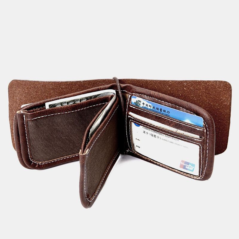 Heren Multifunctionele Portemonnee Vintage Bifold Korte Multi-kaartsleuf Kaarthouder Portemonnee Geldclip