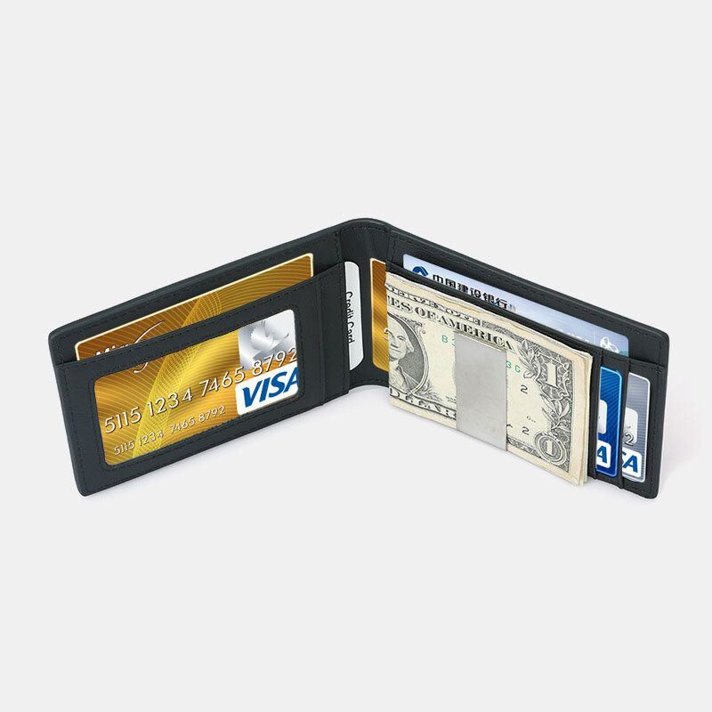 Heren Multifunctionele Zakelijke Koolstofvezel Us Dollar Clip Card Handel Korte Multi-kaartsleuven Portemonnee