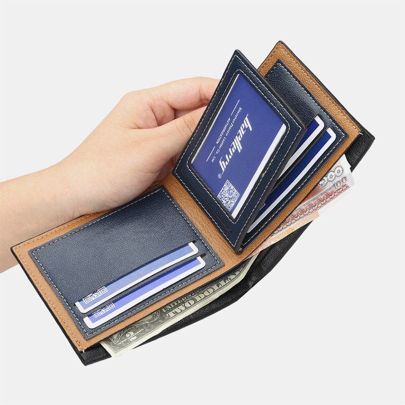 Heren Pu Lederen Korte 6 Card Slot Kaarthouder Zakelijke Mode Bifold Dunne Rijbewijs Portemonnee Portemonnee: