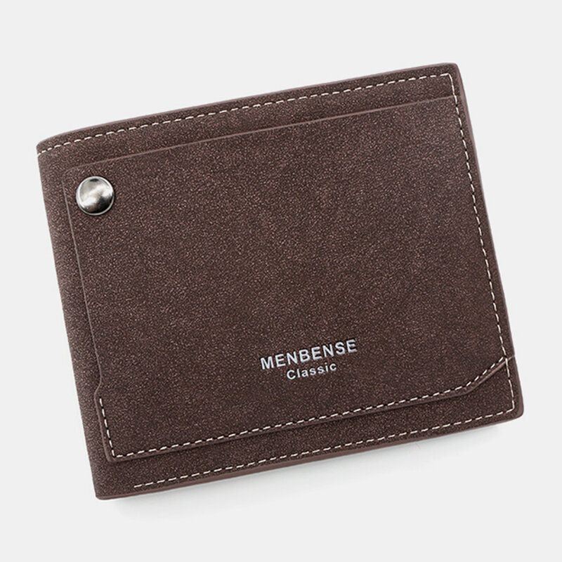 Heren Pu Mat Leer 9 Card Slot Kaarthouder Mode Korte Bifold Buitenste Knop Portemonnee Geld Clip Portemonnee