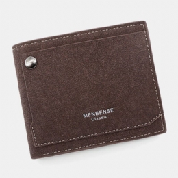 Heren Pu Mat Leer 9 Card Slot Kaarthouder Mode Korte Bifold Buitenste Knop Portemonnee Geld Clip Portemonnee