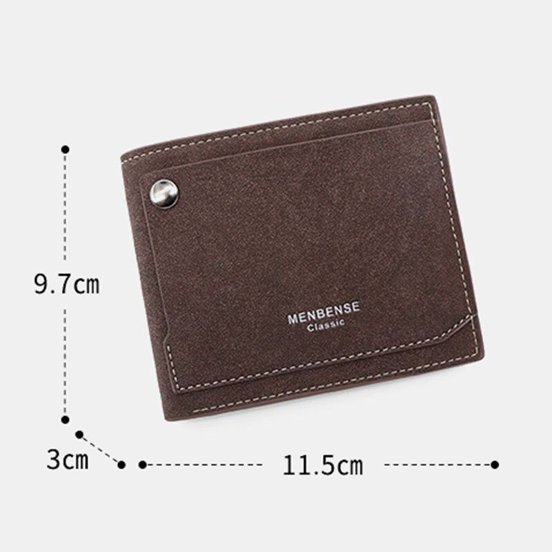 Heren Pu Mat Leer 9 Card Slot Kaarthouder Mode Korte Bifold Buitenste Knop Portemonnee Geld Clip Portemonnee