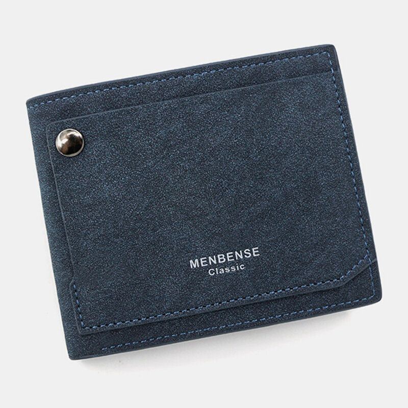 Heren Pu Mat Leer 9 Card Slot Kaarthouder Mode Korte Bifold Buitenste Knop Portemonnee Geld Clip Portemonnee