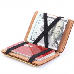 Heren Pu Money Card Clip Magische Portemonnee Casual Clutch Bus Card Bag