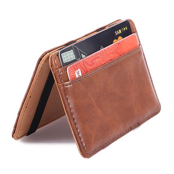 Heren Pu Money Card Clip Magische Portemonnee Casual Clutch Bus Card Bag