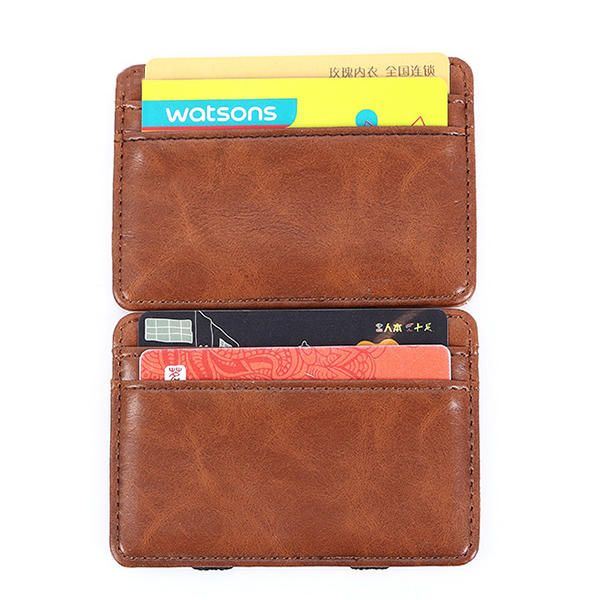 Heren Pu Money Card Clip Magische Portemonnee Casual Clutch Bus Card Bag