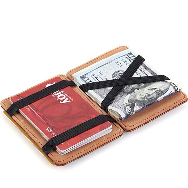 Heren Pu Money Card Clip Magische Portemonnee Casual Clutch Bus Card Bag