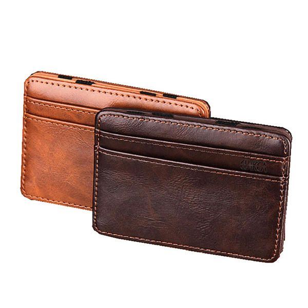 Heren Pu Money Card Clip Magische Portemonnee Casual Clutch Bus Card Bag