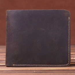 Heren Retro Korte Bifold Lederen Portemonnee Portemonnee Geld Clip