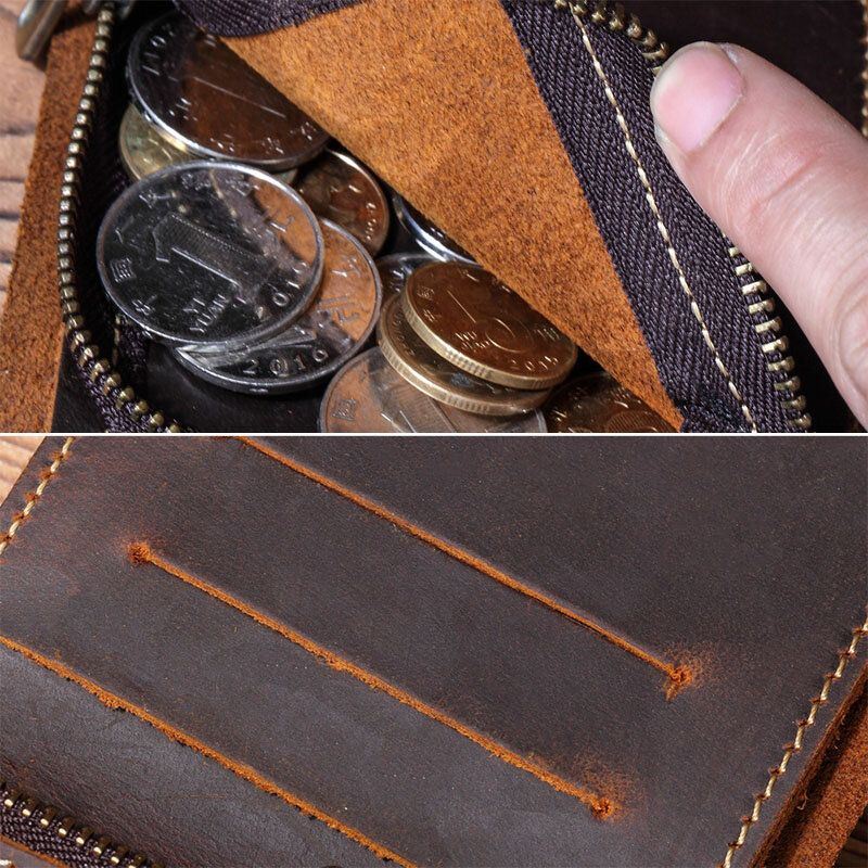 Heren Retro Korte Bifold Lederen Portemonnee Portemonnee Geld Clip