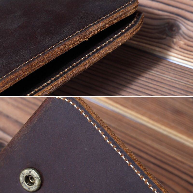 Heren Retro Korte Bifold Lederen Portemonnee Portemonnee Geld Clip