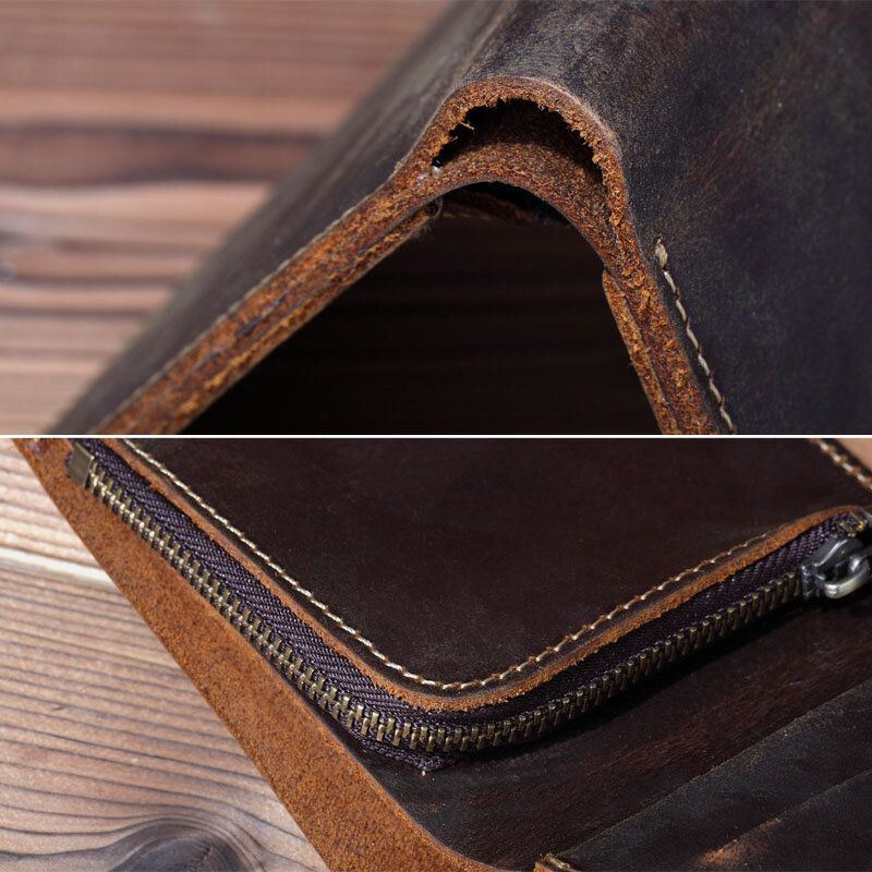 Heren Retro Korte Bifold Lederen Portemonnee Portemonnee Geld Clip