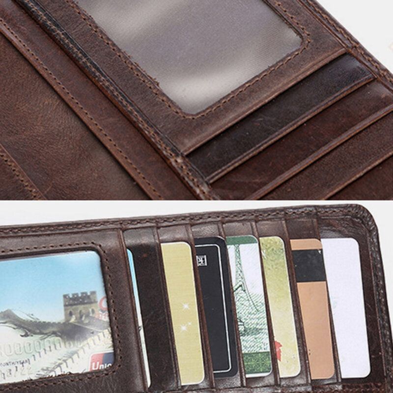 Heren Retro Lange Bifold Lederen Portemonnee Casual 12 Card Slot Kaarthouder Geld Clip Clutch Bag