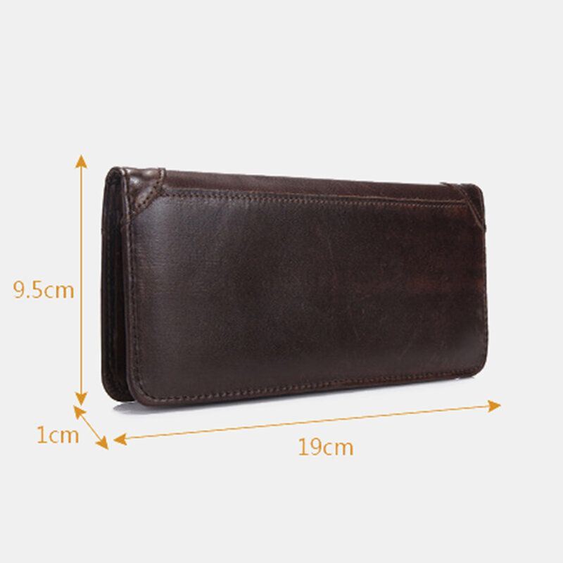 Heren Retro Lange Bifold Lederen Portemonnee Casual 12 Card Slot Kaarthouder Geld Clip Clutch Bag