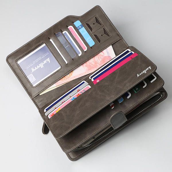 Heren Rits Tri-fold Grote Capaciteit Zakelijke Portemonnee Kaarthouder Clutch Bag