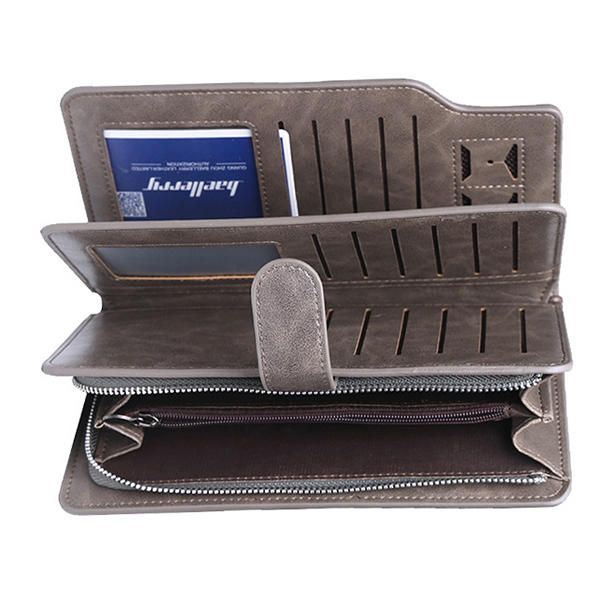 Heren Rits Tri-fold Grote Capaciteit Zakelijke Portemonnee Kaarthouder Clutch Bag