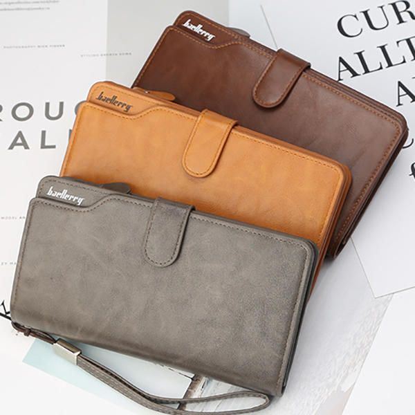 Heren Rits Tri-fold Grote Capaciteit Zakelijke Portemonnee Kaarthouder Clutch Bag