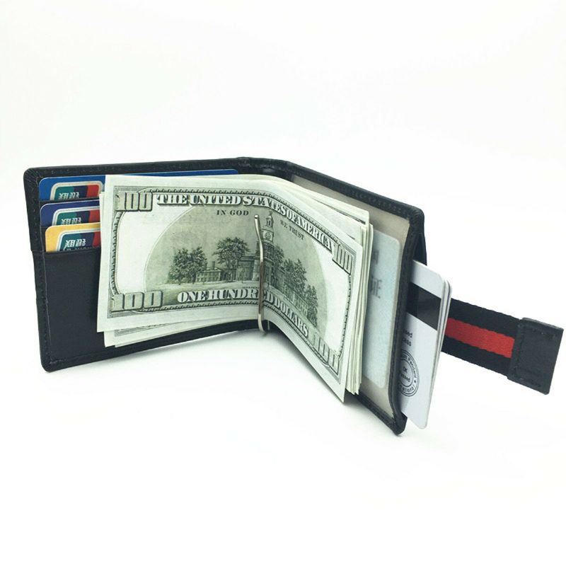 Heren Slim Bifold Blocking Portefeuilles Retro Casual Lederen Korte Multi-card Slot Kaarthouder Geld Clip