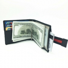 Heren Slim Bifold Blocking Portefeuilles Retro Casual Lederen Korte Multi-card Slot Kaarthouder Geld Clip