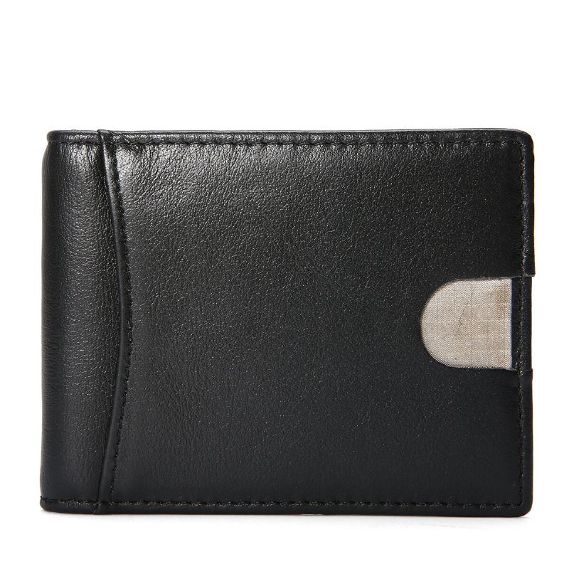 Heren Slim Bifold Blocking Portefeuilles Retro Casual Lederen Korte Multi-card Slot Kaarthouder Geld Clip