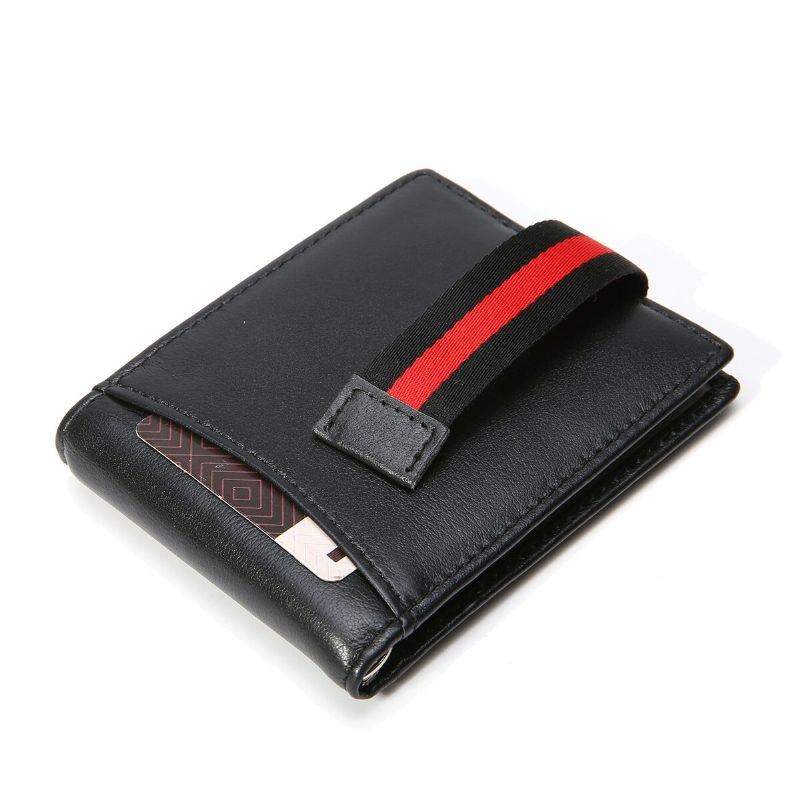 Heren Slim Bifold Blocking Portefeuilles Retro Casual Lederen Korte Multi-card Slot Kaarthouder Geld Clip