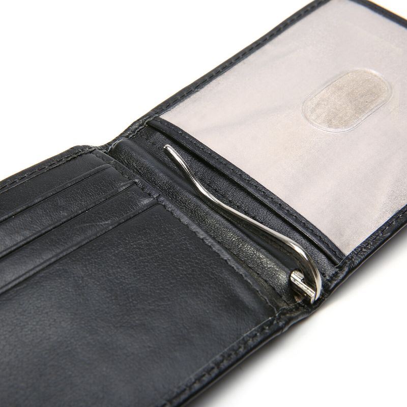 Heren Slim Bifold Blocking Portefeuilles Retro Casual Lederen Korte Multi-card Slot Kaarthouder Geld Clip