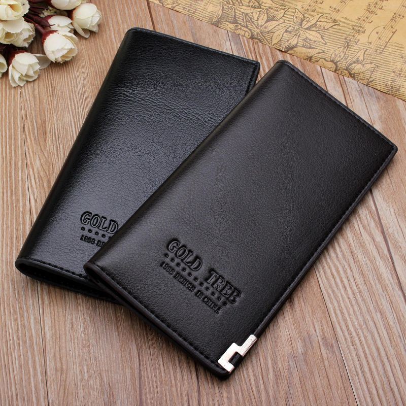 Heren Slim Lederen Lange Portemonnee Bifold Clutch Creditcardhouder Portemonnee Tas