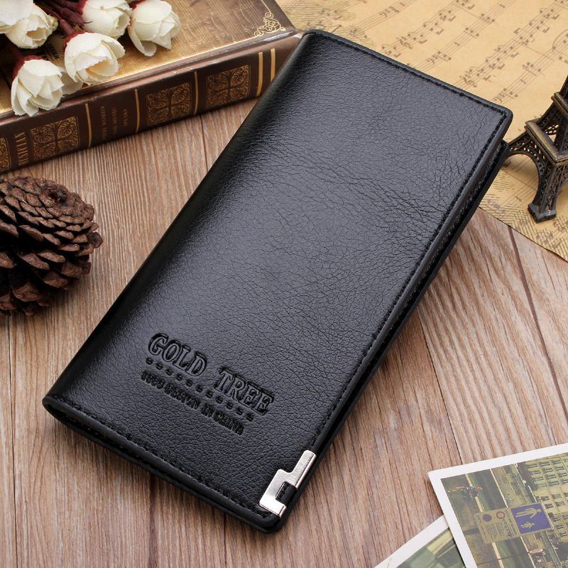 Heren Slim Lederen Lange Portemonnee Bifold Clutch Creditcardhouder Portemonnee Tas