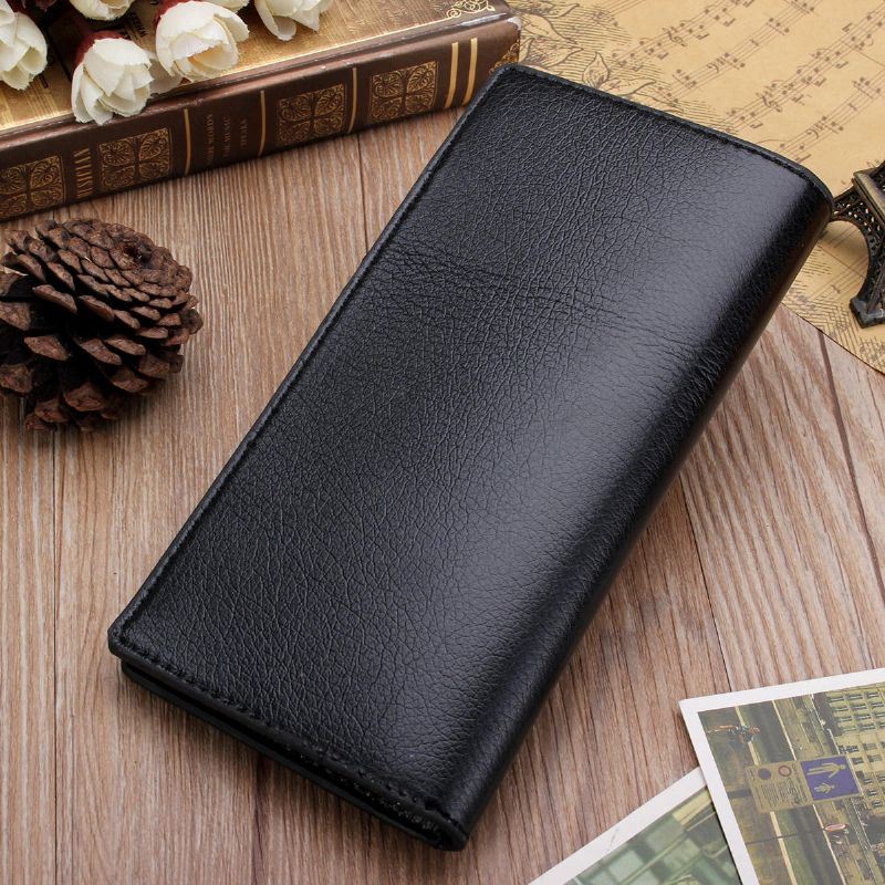 Heren Slim Lederen Lange Portemonnee Bifold Clutch Creditcardhouder Portemonnee Tas