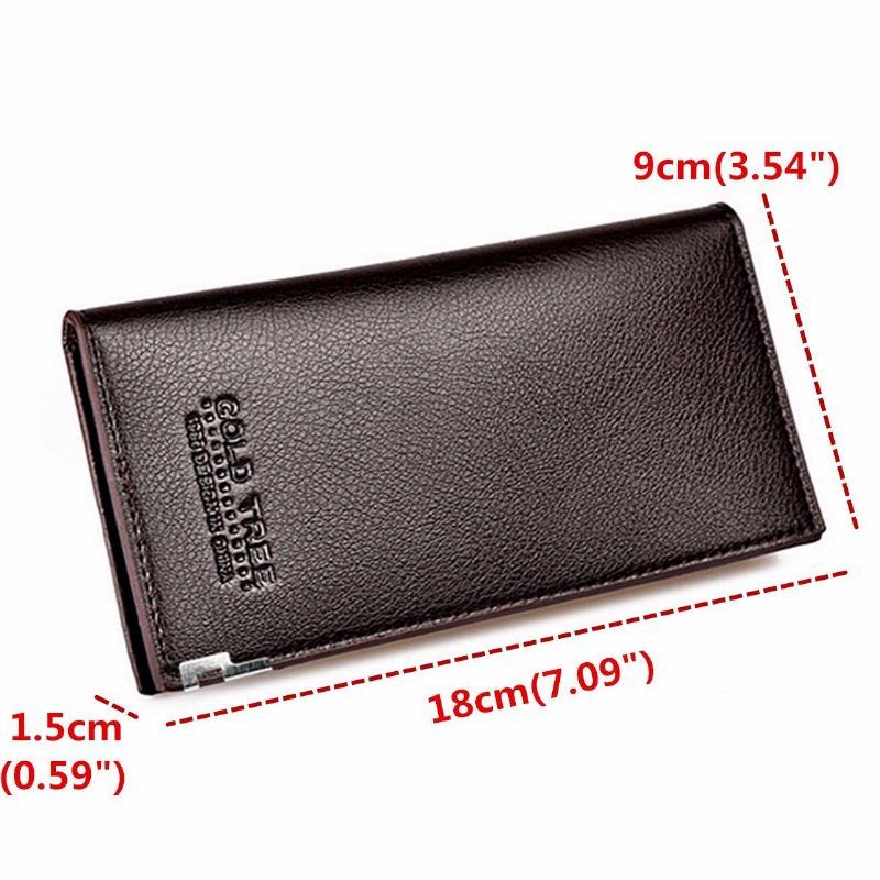 Heren Slim Lederen Lange Portemonnee Bifold Clutch Creditcardhouder Portemonnee Tas