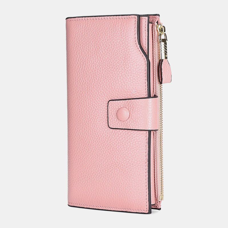 Heren Unisex Echt Leer Anti-diefstal Lychee Patroon 5.8 Inch Telefoon Tas Clutch Purse Multi-slot Kaarthouder Portemonnee