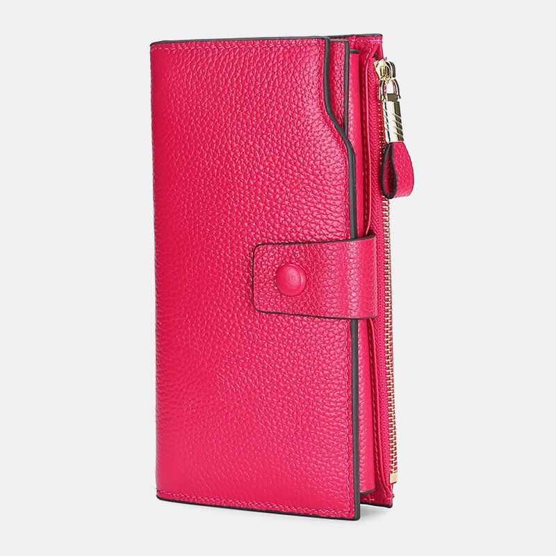 Heren Unisex Echt Leer Anti-diefstal Lychee Patroon 5.8 Inch Telefoon Tas Clutch Purse Multi-slot Kaarthouder Portemonnee