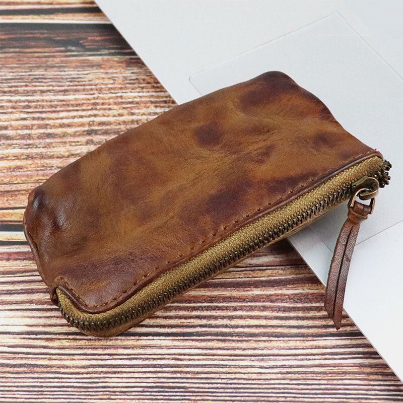 Heren Unisex Gemaakt-oud Gewassen Echt Leer Persoonlijkheid Casual Multi-slot Clutch Portemonnee Kaarthouder Portemonnee