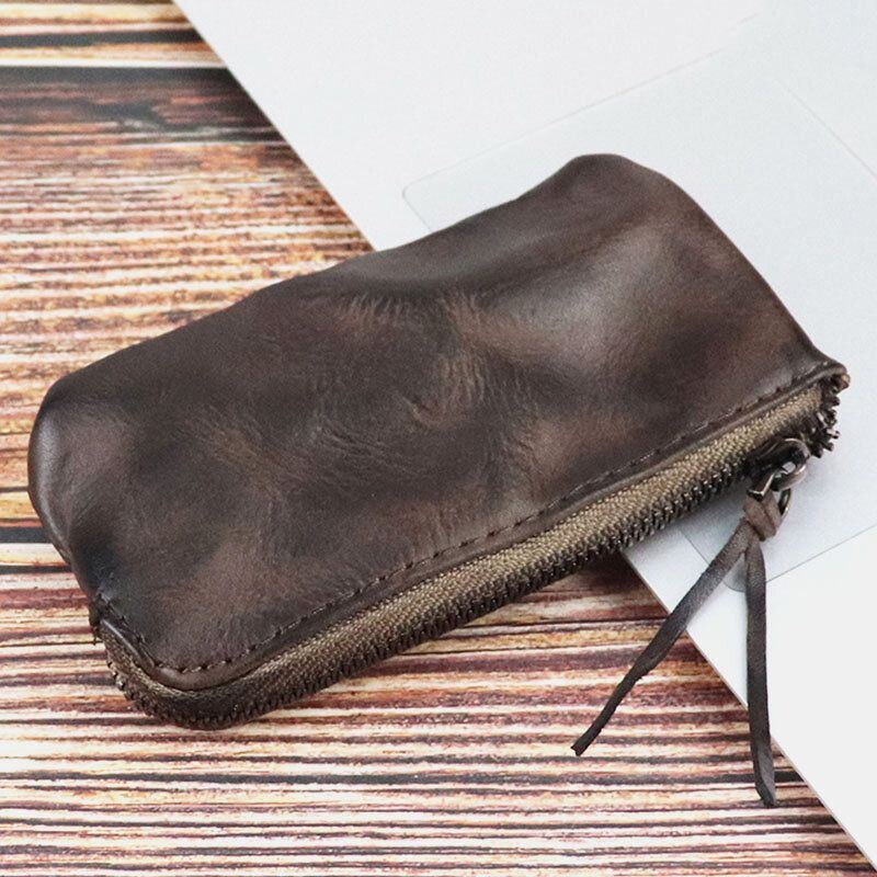 Heren Unisex Gemaakt-oud Gewassen Echt Leer Persoonlijkheid Casual Multi-slot Clutch Portemonnee Kaarthouder Portemonnee